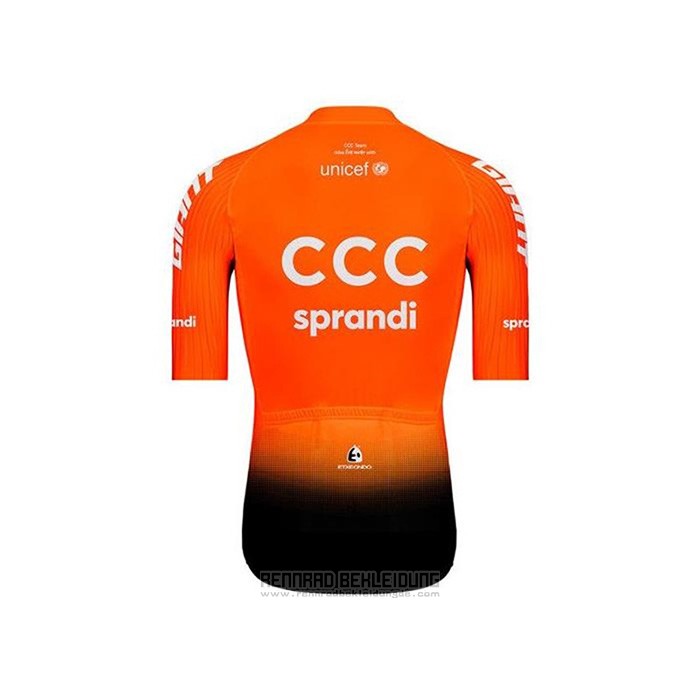 2020 Fahrradbekleidung CCC Sprandi Orange Shwarz Trikot Kurzarm und Tragerhose